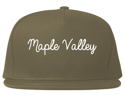 Maple Valley Washington WA Script Mens Snapback Hat Grey