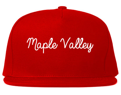 Maple Valley Washington WA Script Mens Snapback Hat Red
