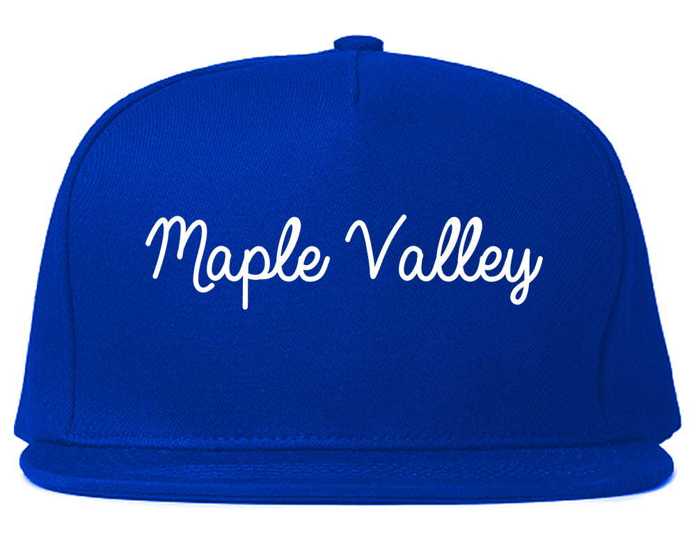 Maple Valley Washington WA Script Mens Snapback Hat Royal Blue