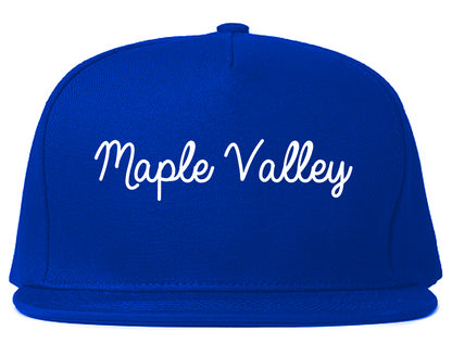 Maple Valley Washington WA Script Mens Snapback Hat Royal Blue