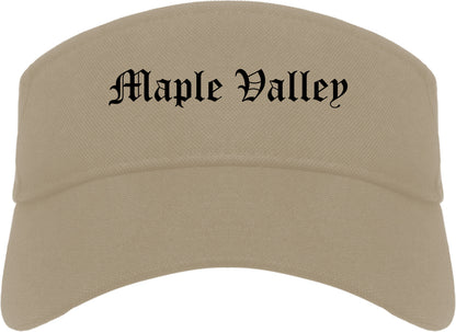 Maple Valley Washington WA Old English Mens Visor Cap Hat Khaki