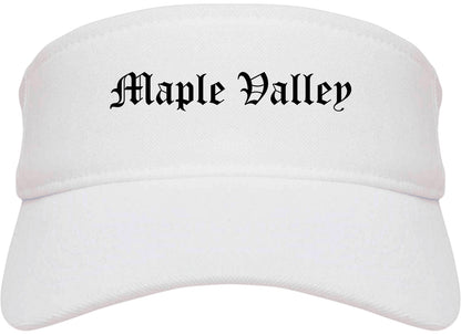 Maple Valley Washington WA Old English Mens Visor Cap Hat White