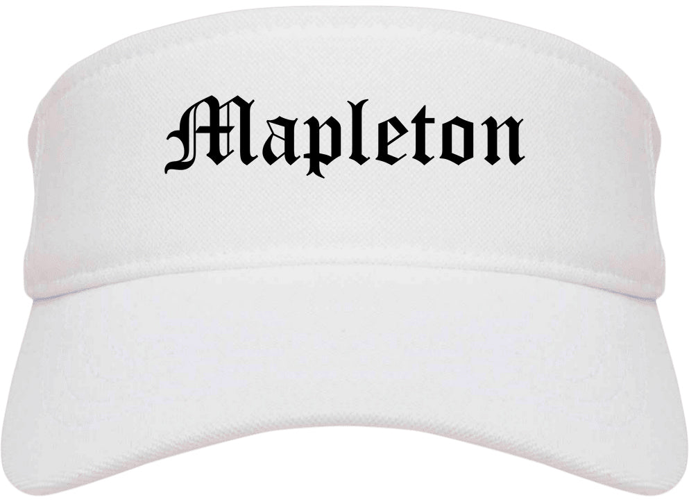 Mapleton Utah UT Old English Mens Visor Cap Hat White