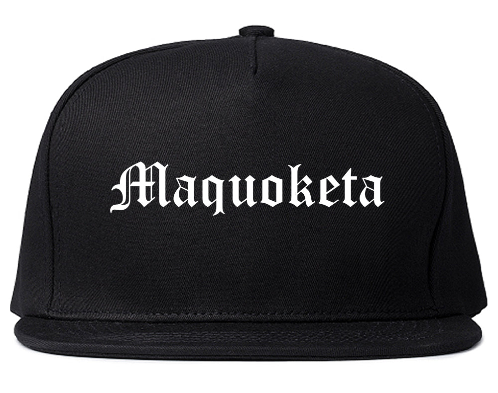 Maquoketa Iowa IA Old English Mens Snapback Hat Black