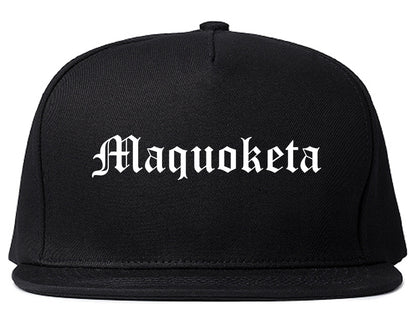 Maquoketa Iowa IA Old English Mens Snapback Hat Black