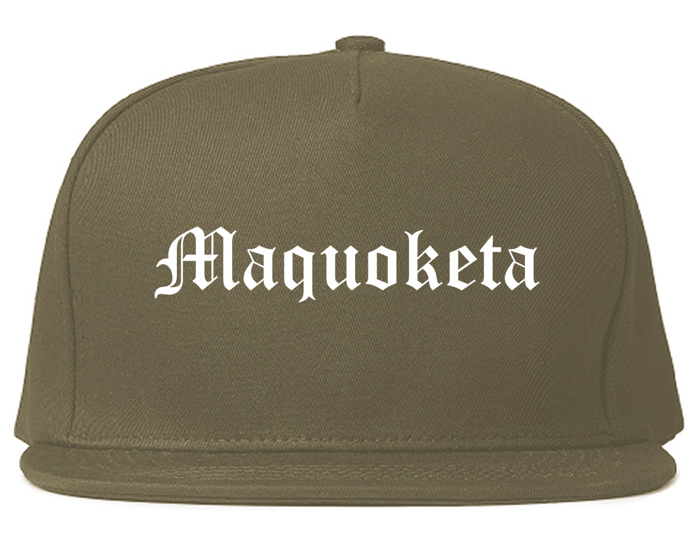 Maquoketa Iowa IA Old English Mens Snapback Hat Grey