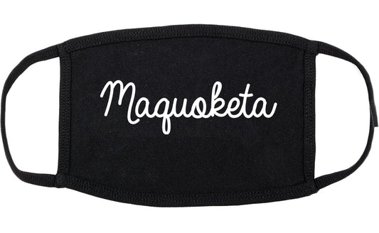 Maquoketa Iowa IA Script Cotton Face Mask Black