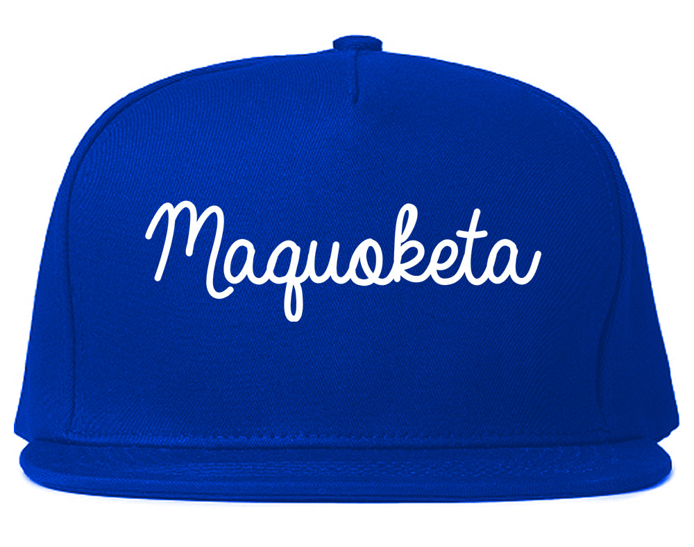 Maquoketa Iowa IA Script Mens Snapback Hat Royal Blue