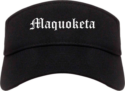 Maquoketa Iowa IA Old English Mens Visor Cap Hat Black