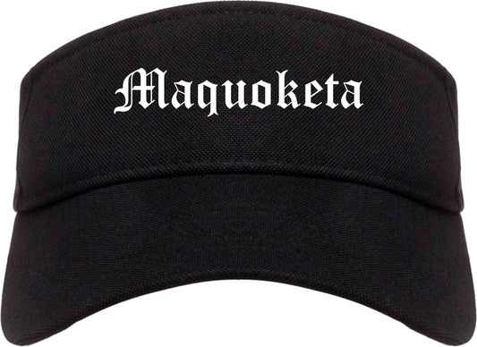 Maquoketa Iowa IA Old English Mens Visor Cap Hat Black