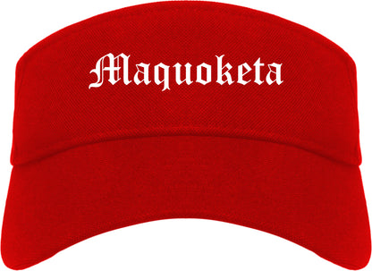 Maquoketa Iowa IA Old English Mens Visor Cap Hat Red