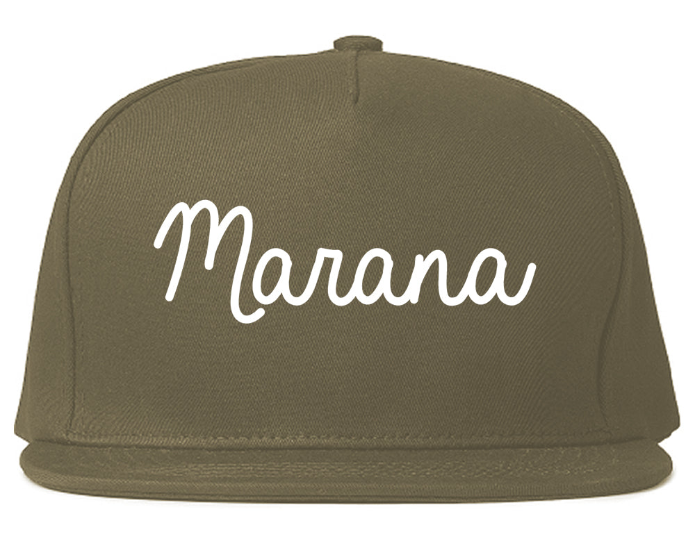 Marana Arizona AZ Script Mens Snapback Hat Grey