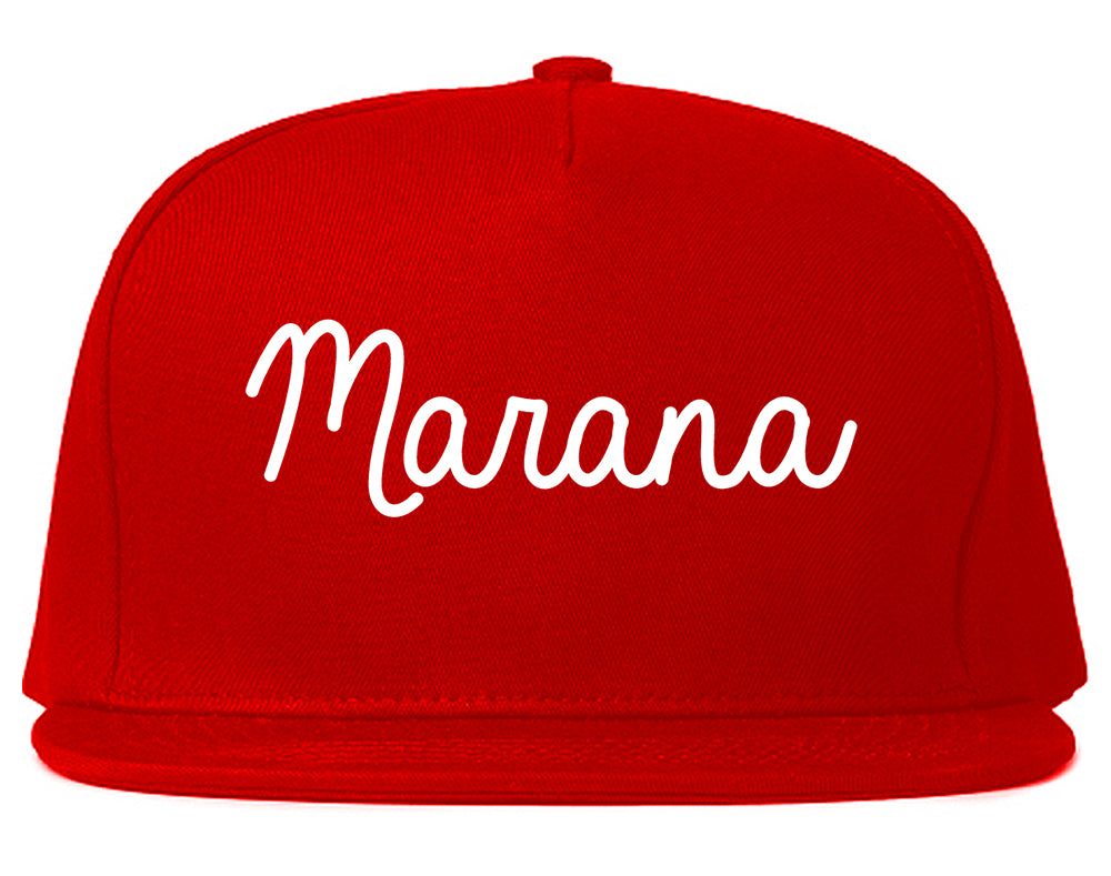 Marana Arizona AZ Script Mens Snapback Hat Red