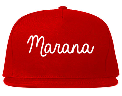 Marana Arizona AZ Script Mens Snapback Hat Red