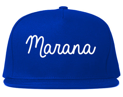 Marana Arizona AZ Script Mens Snapback Hat Royal Blue
