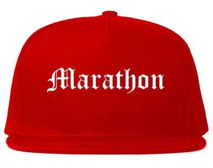 Marathon Florida FL Old English Mens Snapback Hat Red