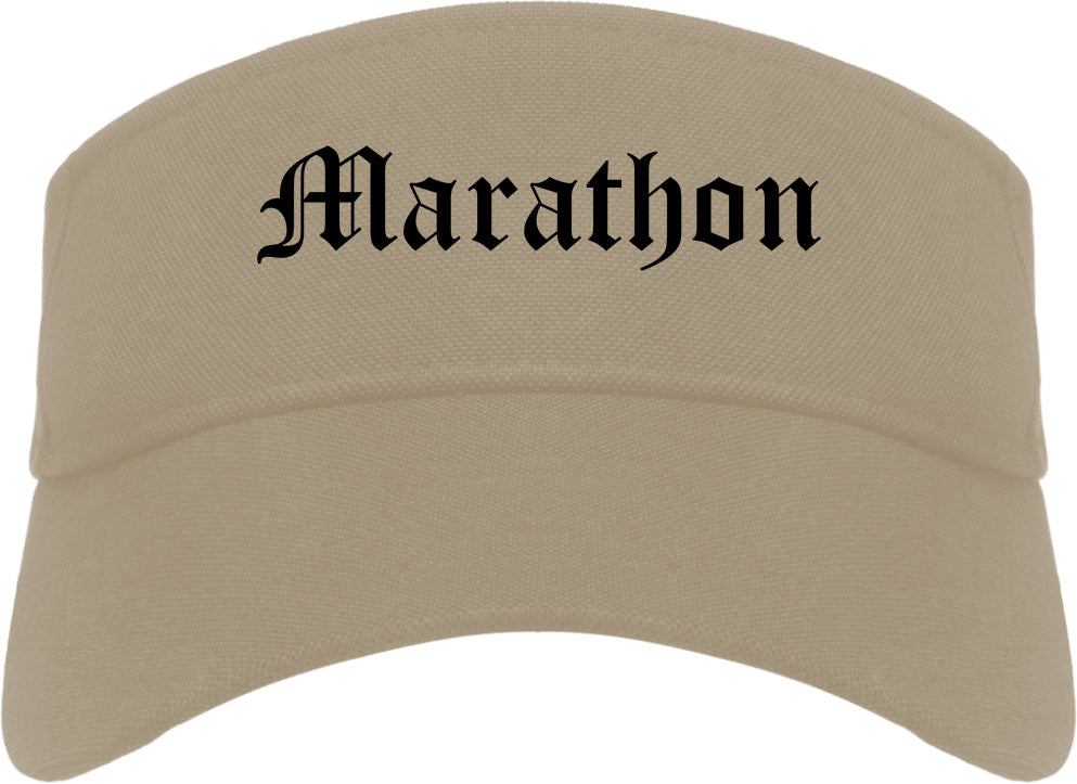 Marathon Florida FL Old English Mens Visor Cap Hat Khaki