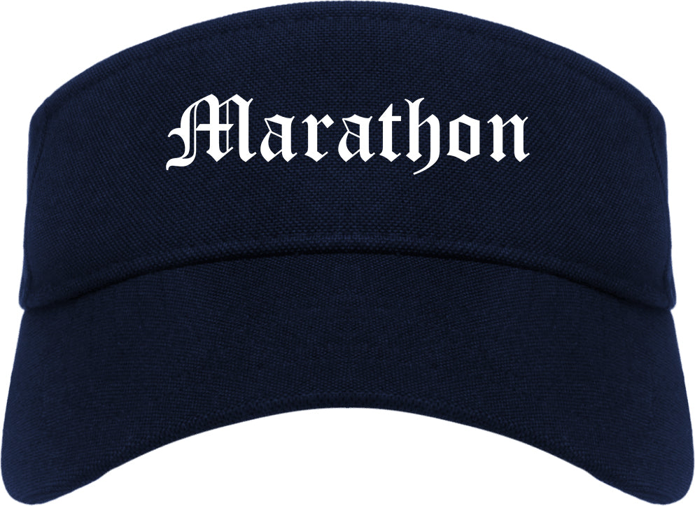Marathon Florida FL Old English Mens Visor Cap Hat Navy Blue