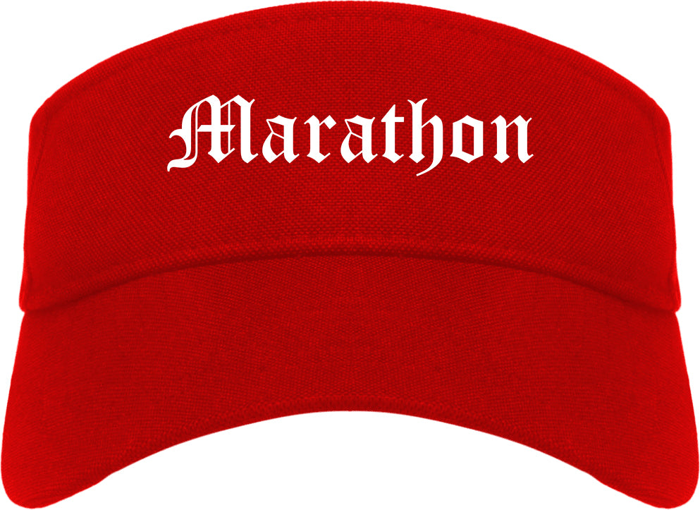 Marathon Florida FL Old English Mens Visor Cap Hat Red
