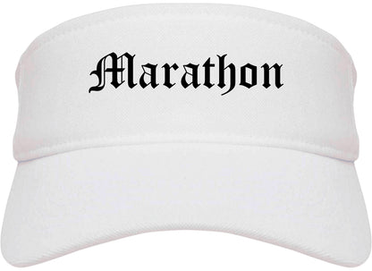 Marathon Florida FL Old English Mens Visor Cap Hat White