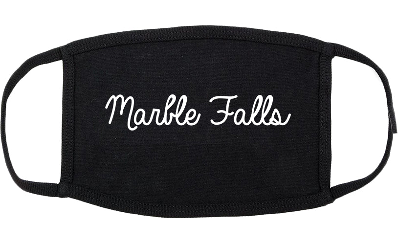 Marble Falls Texas TX Script Cotton Face Mask Black