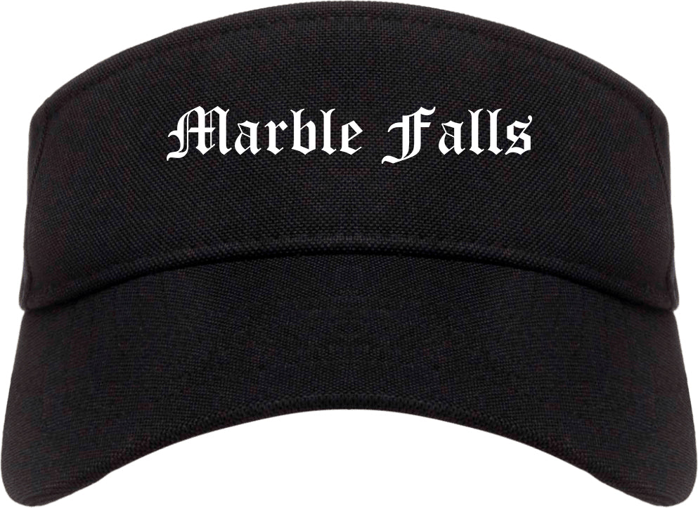 Marble Falls Texas TX Old English Mens Visor Cap Hat Black