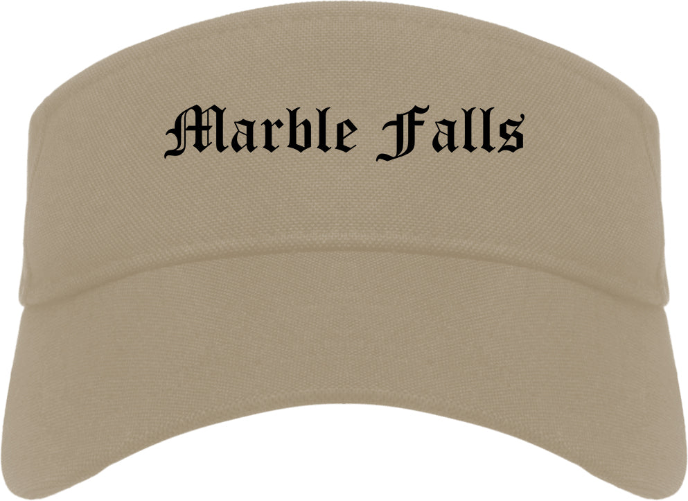 Marble Falls Texas TX Old English Mens Visor Cap Hat Khaki