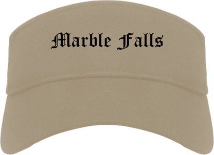Marble Falls Texas TX Old English Mens Visor Cap Hat Khaki