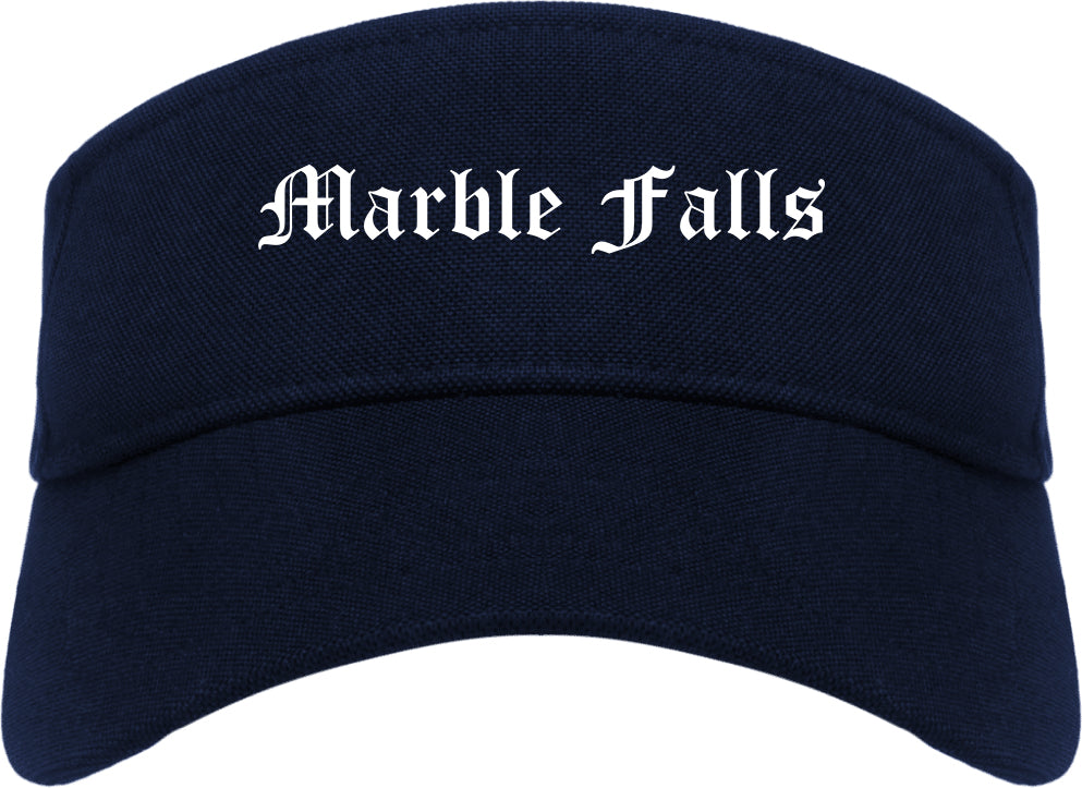 Marble Falls Texas TX Old English Mens Visor Cap Hat Navy Blue