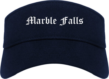 Marble Falls Texas TX Old English Mens Visor Cap Hat Navy Blue