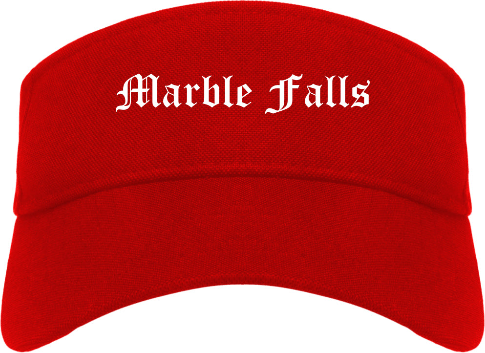 Marble Falls Texas TX Old English Mens Visor Cap Hat Red