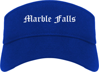 Marble Falls Texas TX Old English Mens Visor Cap Hat Royal Blue
