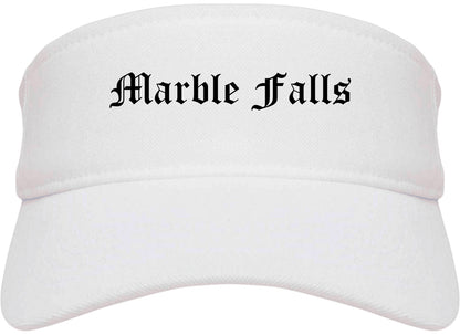 Marble Falls Texas TX Old English Mens Visor Cap Hat White