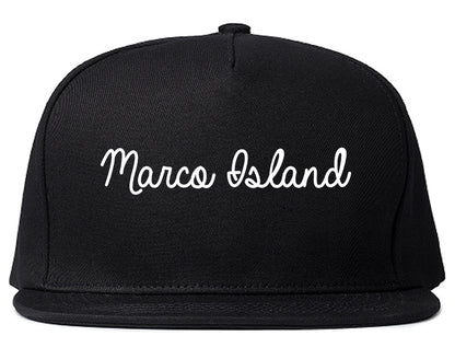 Marco Island Florida FL Script Mens Snapback Hat Black