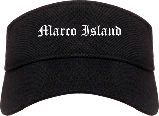 Marco Island Florida FL Old English Mens Visor Cap Hat Black