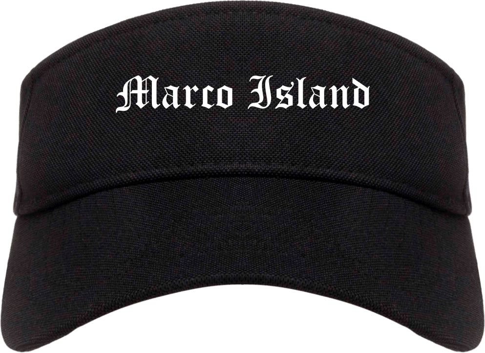 Marco Island Florida FL Old English Mens Visor Cap Hat Black