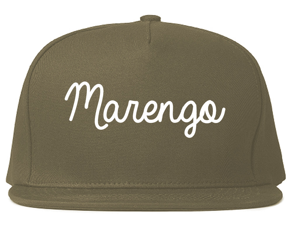 Marengo Illinois IL Script Mens Snapback Hat Grey