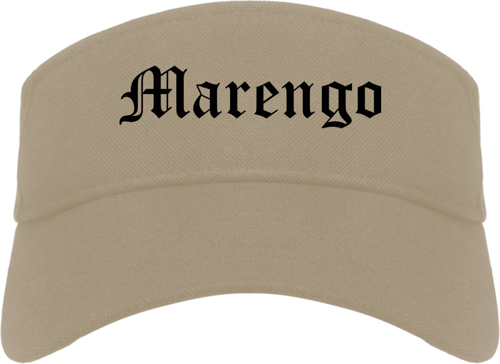 Marengo Illinois IL Old English Mens Visor Cap Hat Khaki
