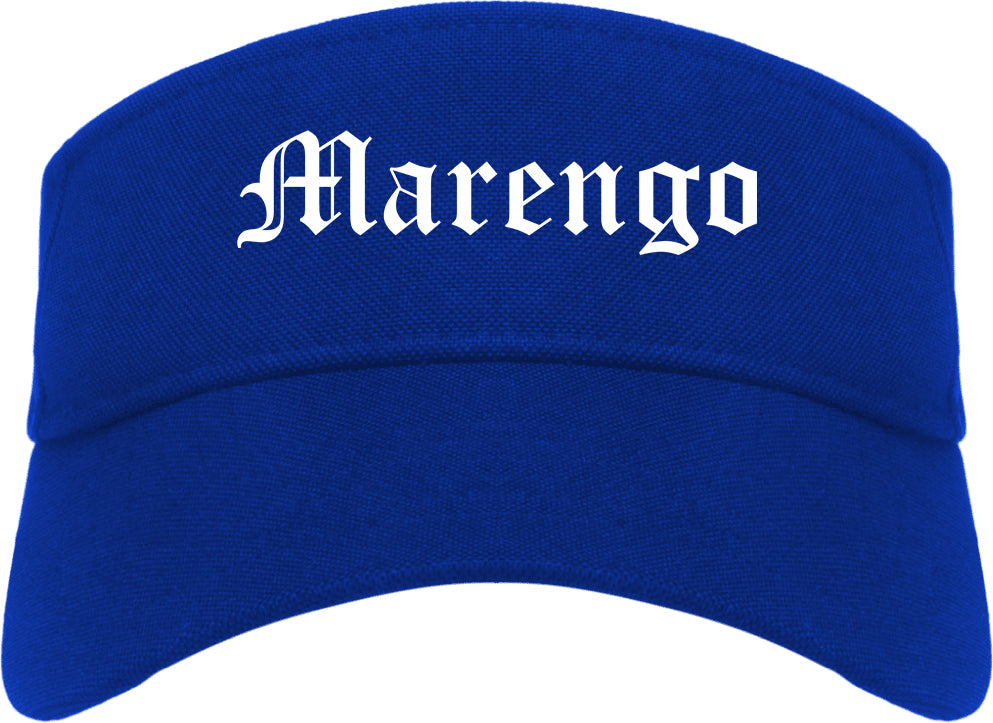 Marengo Illinois IL Old English Mens Visor Cap Hat Royal Blue