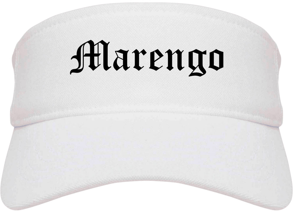 Marengo Illinois IL Old English Mens Visor Cap Hat White