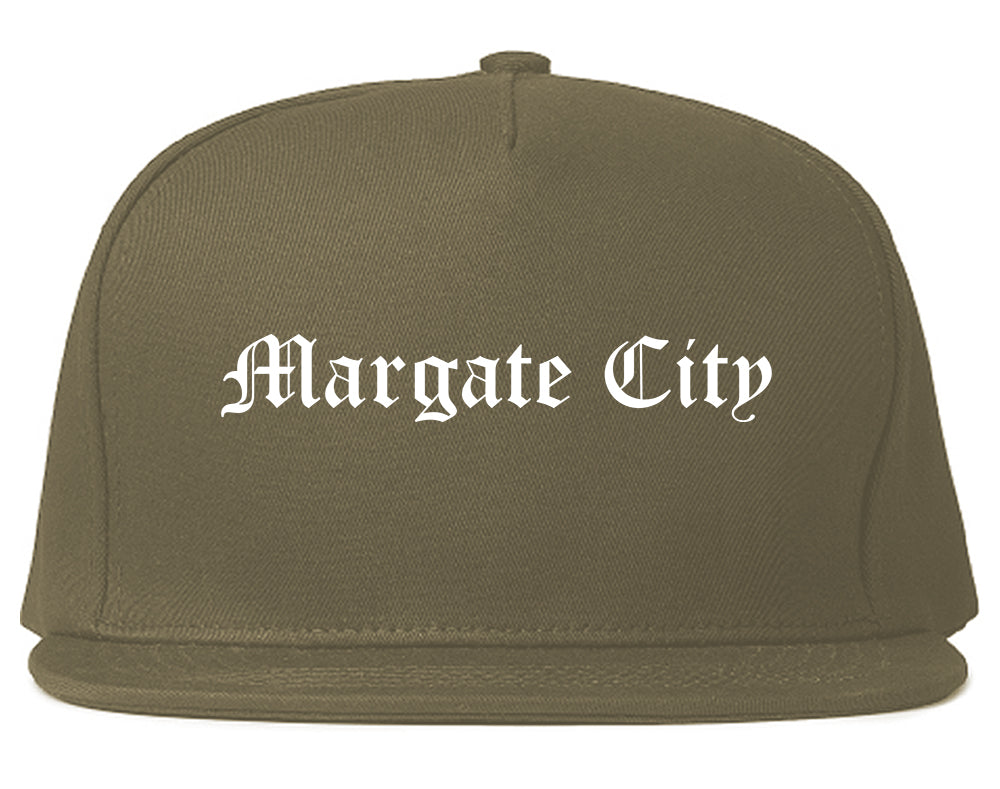 Margate City New Jersey NJ Old English Mens Snapback Hat Grey