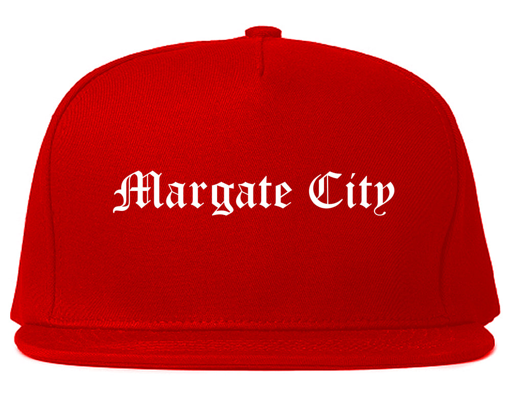 Margate City New Jersey NJ Old English Mens Snapback Hat Red