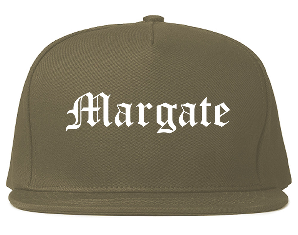 Margate Florida FL Old English Mens Snapback Hat Grey