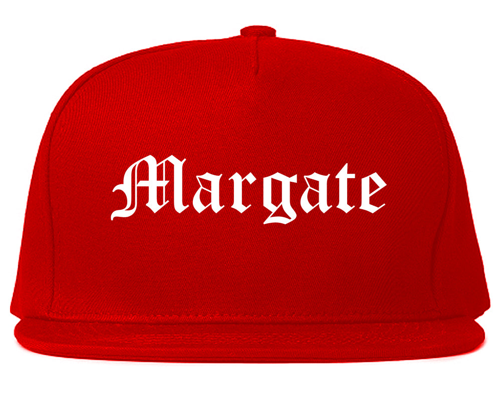 Margate Florida FL Old English Mens Snapback Hat Red