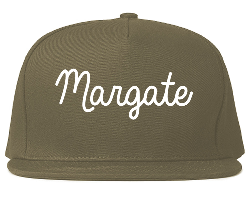 Margate Florida FL Script Mens Snapback Hat Grey