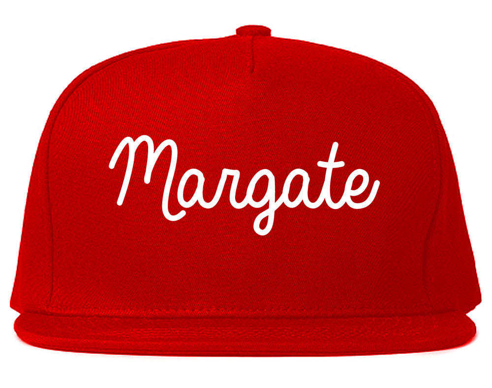 Margate Florida FL Script Mens Snapback Hat Red