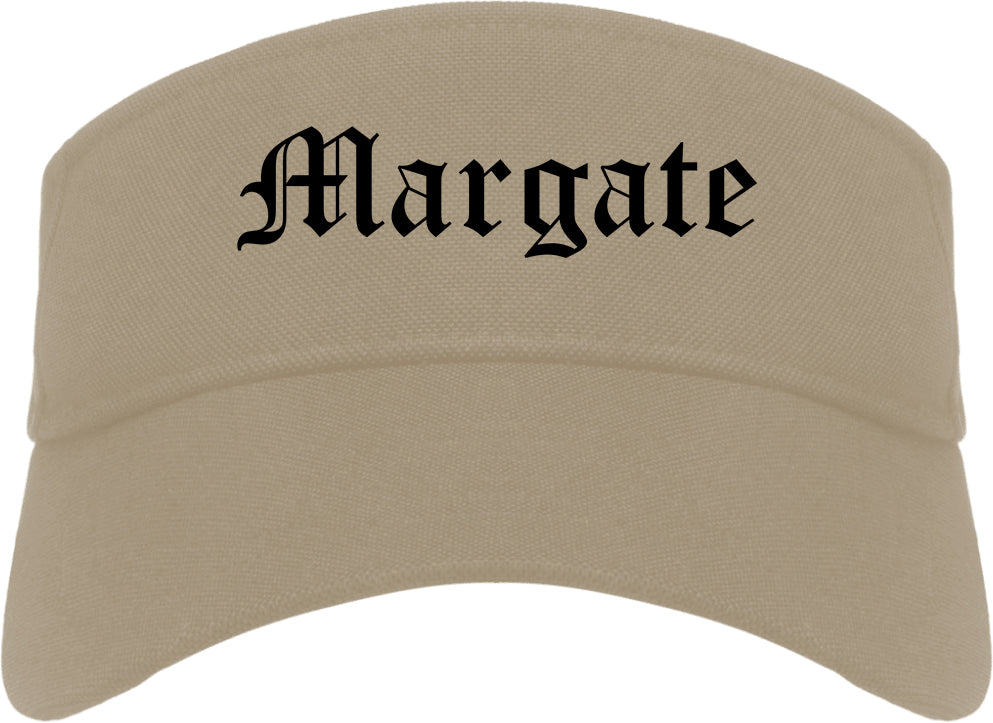 Margate Florida FL Old English Mens Visor Cap Hat Khaki