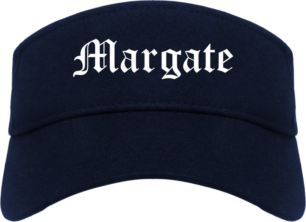 Margate Florida FL Old English Mens Visor Cap Hat Navy Blue