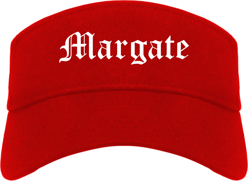 Margate Florida FL Old English Mens Visor Cap Hat Red