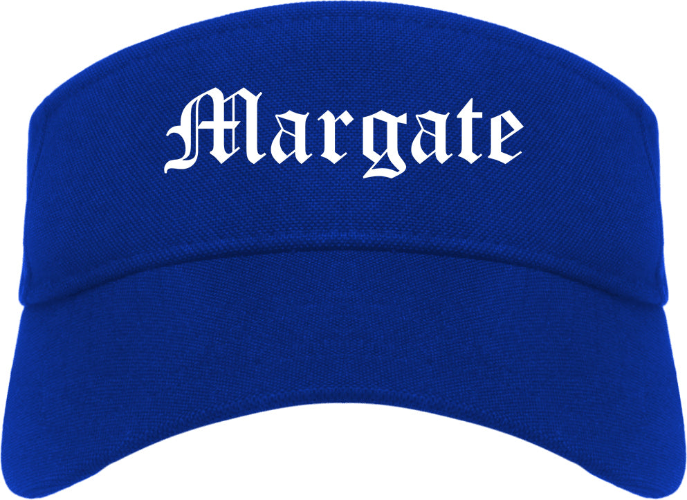 Margate Florida FL Old English Mens Visor Cap Hat Royal Blue
